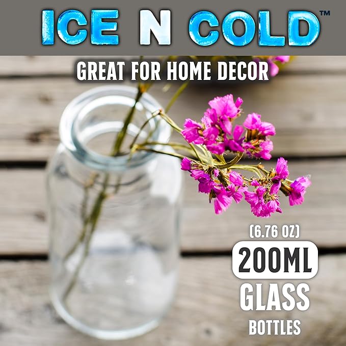 6.76 oz / 200ml Vintage Glass Bottle with Leakproof Clear Lid, Reusable & Eco-Friendly – Ideal for Milk, Juices, Smoothies, Infused Water, BPA-Free Glass Bottle (12-Pack)