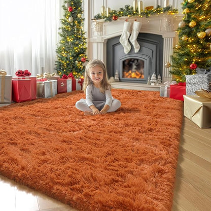 Amdrebio Burnt Orange Large Shag Rug 8x10 - Image 7