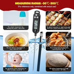 Meat Food Thermometer Food with Probe Water Liquid Instant Read Digital Thermometer Kitchen Cooking Supplies for Cooking BBQ Milk Yogurt (Black)