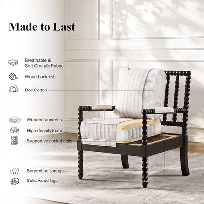 DUHOME Linen Fabric Spindle Accent Chair - Image 4