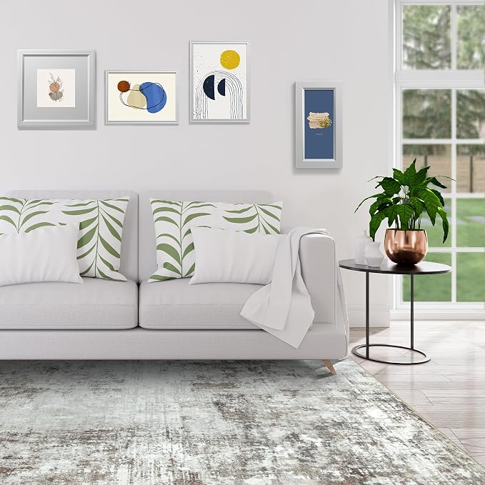 8x10 Area Rugs for Living Room Bedroom Dining Room Washable Brown Grey | Soft - Image 3
