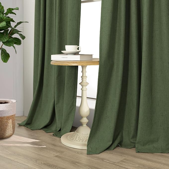Olive Green Blackout Curtains for Bedroom 96 Inches Long Floor Length 2 Panel - Image 9