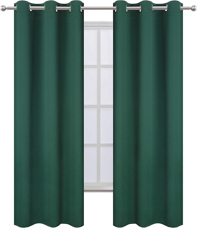 Dark Green Thermal Blackout Curtains/42 x 95 Inch/Set of 2 Panels Room - Image 2