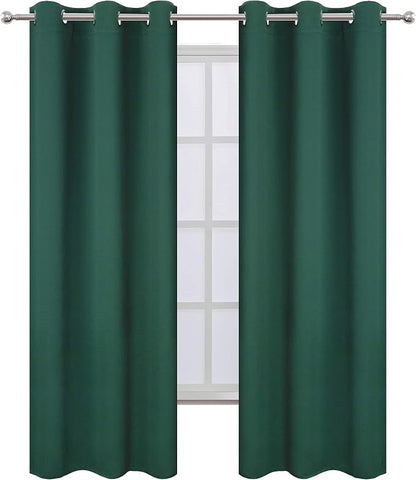 Green Blackout Curtains 34 x 84 Inch Length/Set of 2 Curtain Panels/Thermal - Image 2