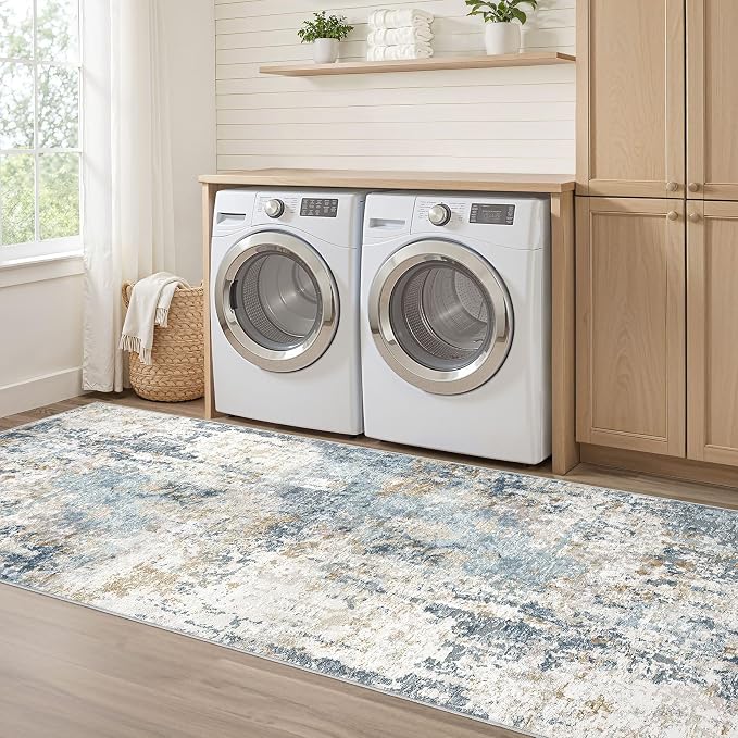 LOONGRUG Runner Rug 3x8 Washable Non-Slip Kitchen Neutral Modern Rug | Abstract - Image 7