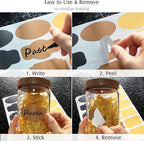 Nardo Visgo 108pcs Colored Labels for Food Containers with 2 Markers, Waterproof Removable Self-Adhesive Colorful Chalkboard Label Stickers for Kitchen Spice Jar Bottle Storage Bin Pantry Organizing