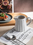 Ceramic Creamer Pitcher,17 Oz Coffee Creamer Container with Handle, Small Milk Pitcher Pourer for Sauces, Salad, Cream White