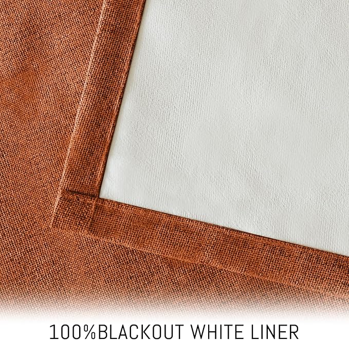 Yakamok Burnt Orange Linen Curtains 63 Inches Long - Image 3
