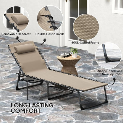 Outsunny Folding Chaise Lounge Chair Outdoor Tanning Chair - Image 5
