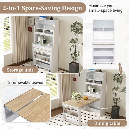 HRVEOCEI Folding Dining Tables for Small Spaces, Buffet Cabinet - Image 4