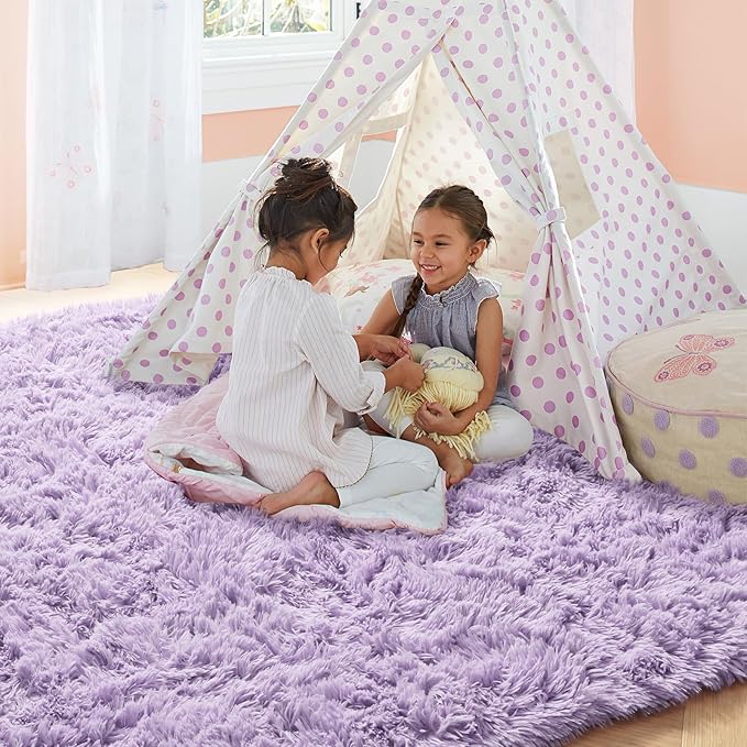 Soft Purple 5x8 Rugs for Bedroom Girls, Living Room, Princess Bedside Rugs | - Image 4
