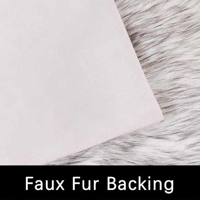 Latepis 10x14 White with Grey Tips Fur Rug - Image 4
