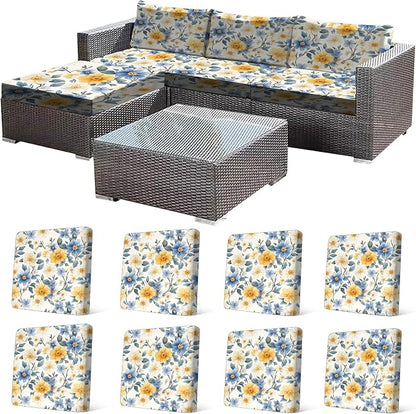 CALBODE 8 Pcs Stretch Outdoor Seat Cushion Covers, Spring Bloom | Washable by CALBODE