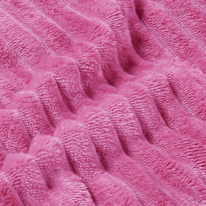 BEDELITE Ribbed Jacquard Hot Pink Blankets Queen Size - Image 3