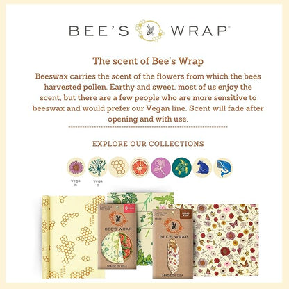 Bee's Wrap Beeswax Wraps for Food - Made in USA Reusable & Organic Food Wraps & Bowl Covers - Eco-Friendly Alternative to Aluminum Foil, Honeycomb & Bees + Bears Assorted 5 Pack (2L, 3M)