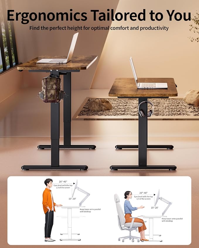BIZUM Electric Standing Desk 63 x 24 Inch Computer Desk-Gaming Desk Rustic - Image 4