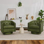 Swivel Barrel Accent Chairs Set of 2, Round Nailhead Faux Leather Living Room by ErdoruLiving