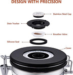 Coffee Container Vacuum Sealed - with Co2 Valve Airtight Beans Grounds Storage Coffee Canister with Scoop Medium Copper 16oz