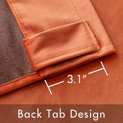 MIULEE Velvet Curtains 52x84 inches 2 Panels Fall Orange Blackout Curtains | - Image 3