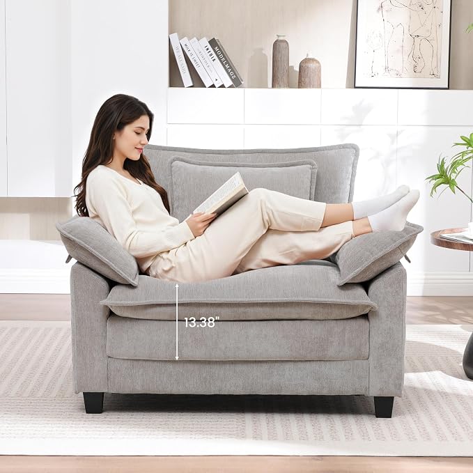 Modern Oversized Accent Chairs Set of 2, Chenille Cloud Sofa Chair - Image 3