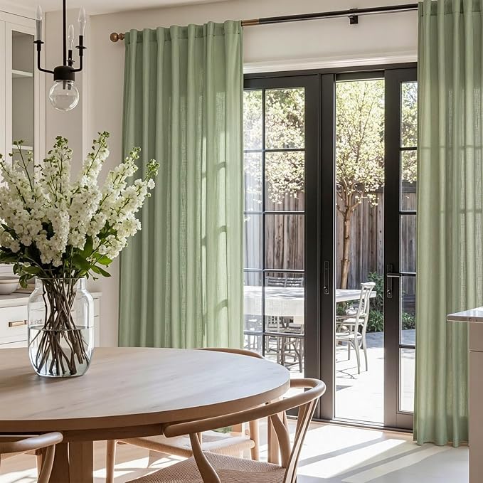 MYSKY HOME Sage Green Curtains 96 Inches Long - Image 2
