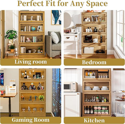 Display Cabinet with Acrylic Glass Doors, 4-Tiers Curio Cabinet with LED - Image 8
