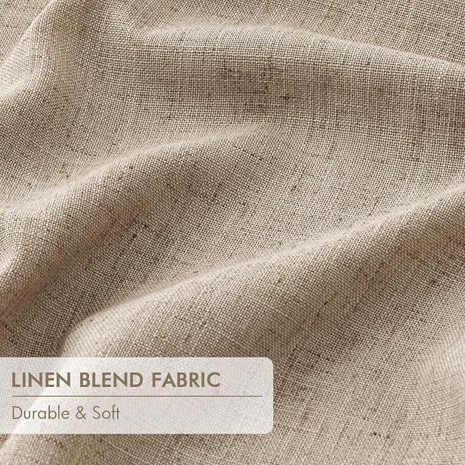 MIULEE Taupe Pinch Pleated 100% Blackout Linen Curtains 40x90 Inches | Room - Image 6