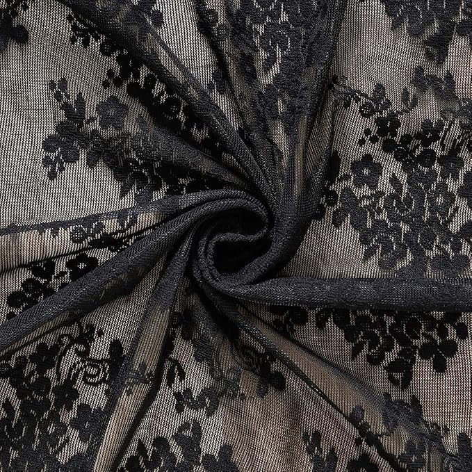 YJ YANJUN Vintage Lace Curtains 54 inch Length Victorian Floral Pattern Goth - Image 5