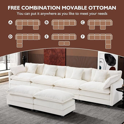 Ihanherry 146" U-Shaped Modern Sofa Modular Sectional Cloud Couch - Image 7