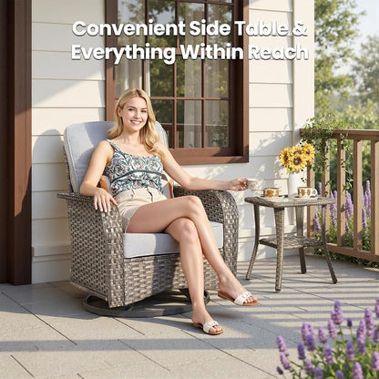 Weaxty Outdoor Swivel Rocker Patio Chairs, 3 Pieces Patio Furniture Set - Image 8