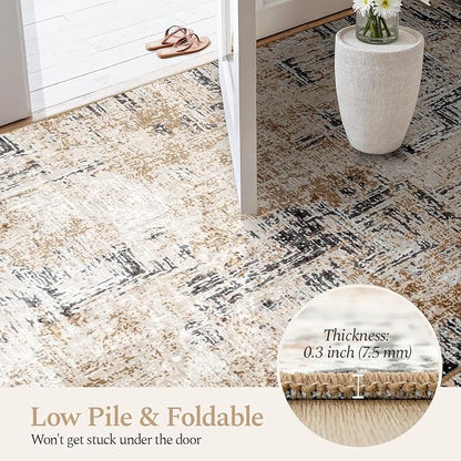 Rugflix 8x10 Area Rugs for Living Room, Washable Brown Grey Large Rug | Machine - Image 5