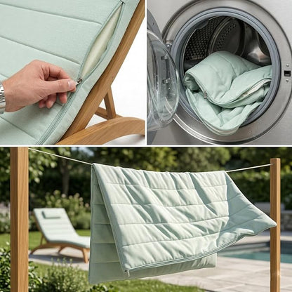 Quilted Chaise Lounge Outdoor Patio Furniture Cushions | Water-Resistant Patio - Image 5