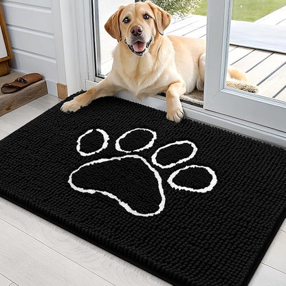 OLANLY Dog Door Mat for Muddy Paws 36x24, Paw Print Design Chenille Mud Mat | by OLANLY