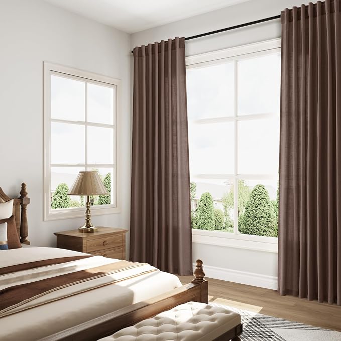 Cappuccino Linen Curtains 84 Inch Length 2 Panels Set - Image 7