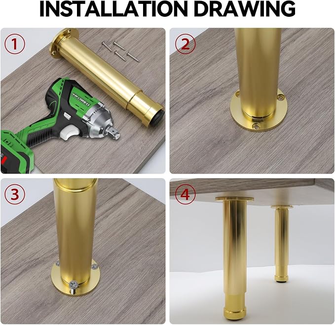 4 Pcs Gold Sofa Adjustable Legs Metal Modern Furniture Legs - Image 5