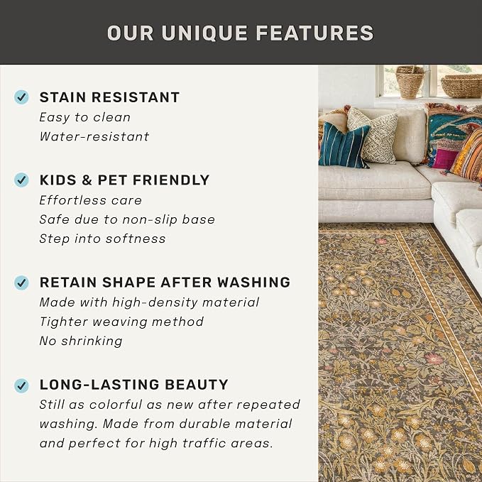 Vintage Floral Brown 3x5 Area Rugs - Image 7