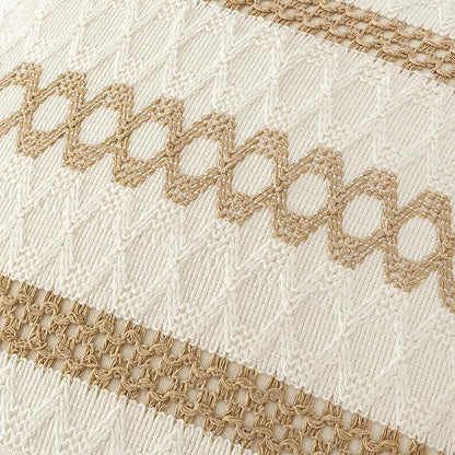 MIULEE Set of 2 Neutral Boho Decorative Pillow Covers 20x20 Inch | Farmhouse - Image 4