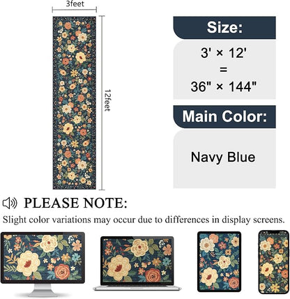 DUKINO 3x12 Washable Runner Rug Long Hallway Runner Rug Non Slip Navy Blue | - Image 2