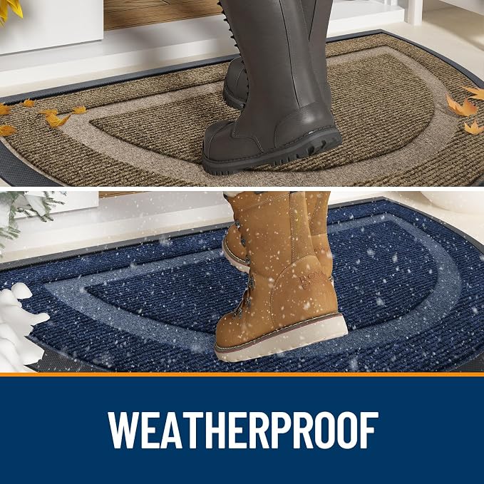 OLANLY Half Circle Front Door Mat Outside 29.5x17 All-Season Rubber Doormat | - Image 3