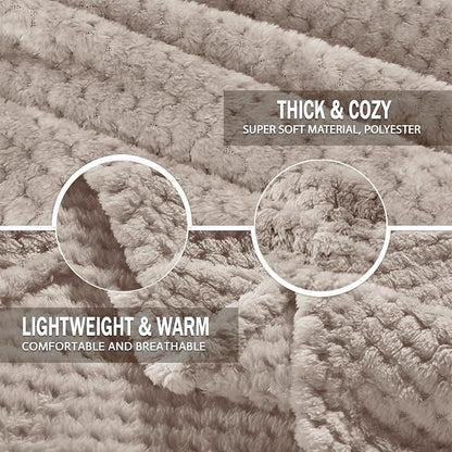 Exclusivo Mezcla Soft Waffle Fleece Bed Blanket Twin XL Size, Tan | Lightweight - Image 7