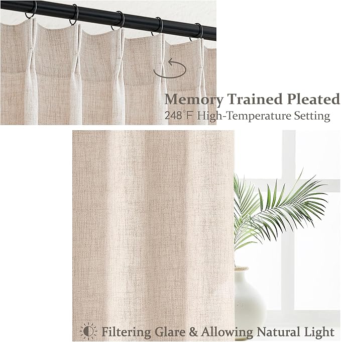 PleatedDrapes Modern Farmhouse Style Light Filtering Curtains - Image 3