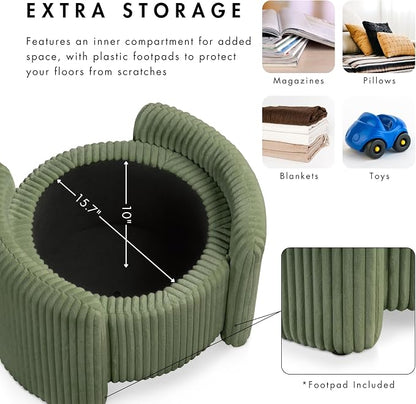 Furniture of America Lennox Modern Chenille 25-inch Round Storage Ottoman - Image 3