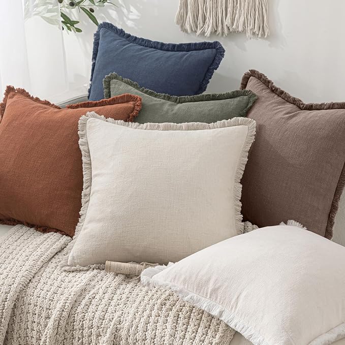 MIULEE Linen Decorative Fall Euro Throw Pillow Covers Malt Ball 26x26 | Set of 2 - Image 6