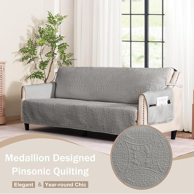 Quilted Grand Sofa Covers for 4 Cushion Couch, Couch Cover for Grand Sofa - Image 2