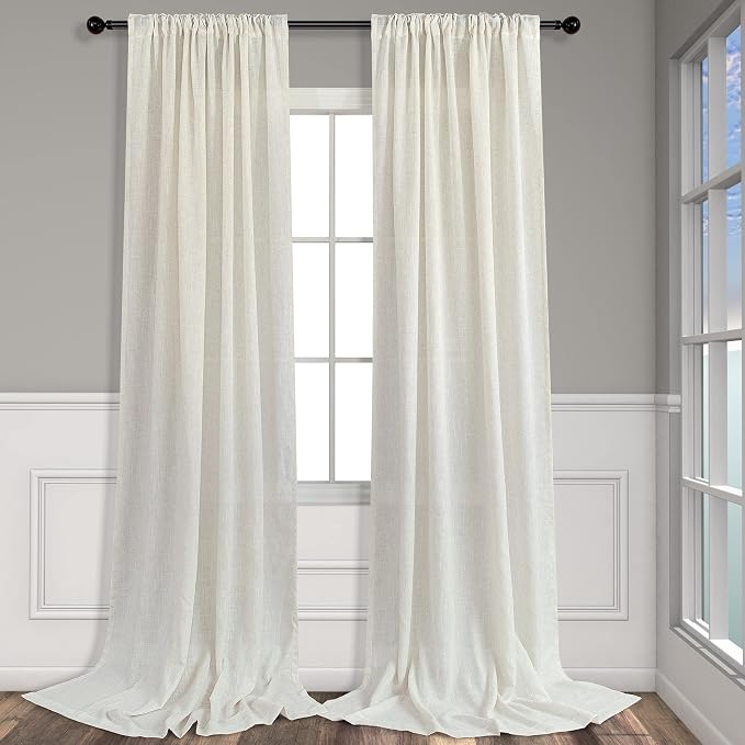 Pitalk 104 Inch Curtains Linen Sheer Drape - Image 8
