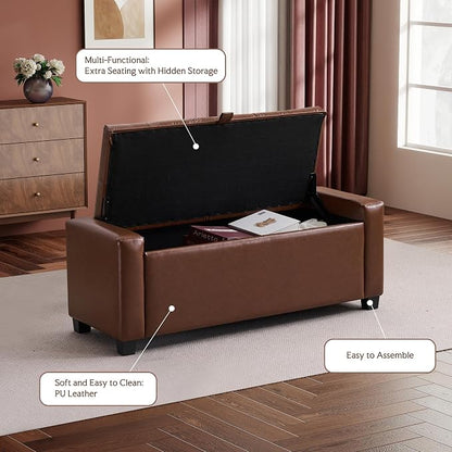 GRAINELL Storage Ottoman Bench, Upholstered Tufted Bedroom Bench - Image 6