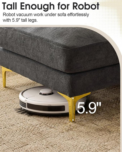 Karl home 99.6" Sectional Sofa, U-Shaped Chenille Upholstered Couch - Image 4