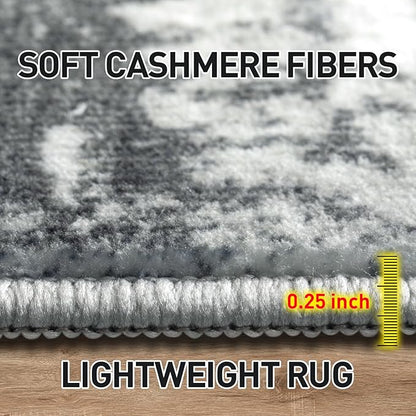 2'6''x8' Runner Rugs Washable Rug: Modern AbstractBlack Grey Gold Carpet | - Image 6