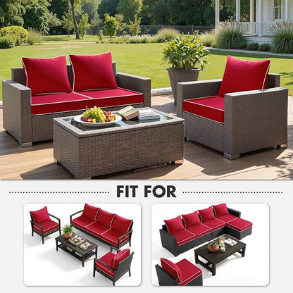 MIULEE Red Outdoor Seat Cushion 24x24 Inch Waterproof & 3 Year Fade Resistant - Image 5