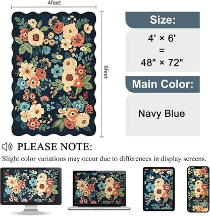 DUKINO 4x6 Area Rug, Non Slip Floral Washable Living Room Rug, Stain Resistant - Image 2